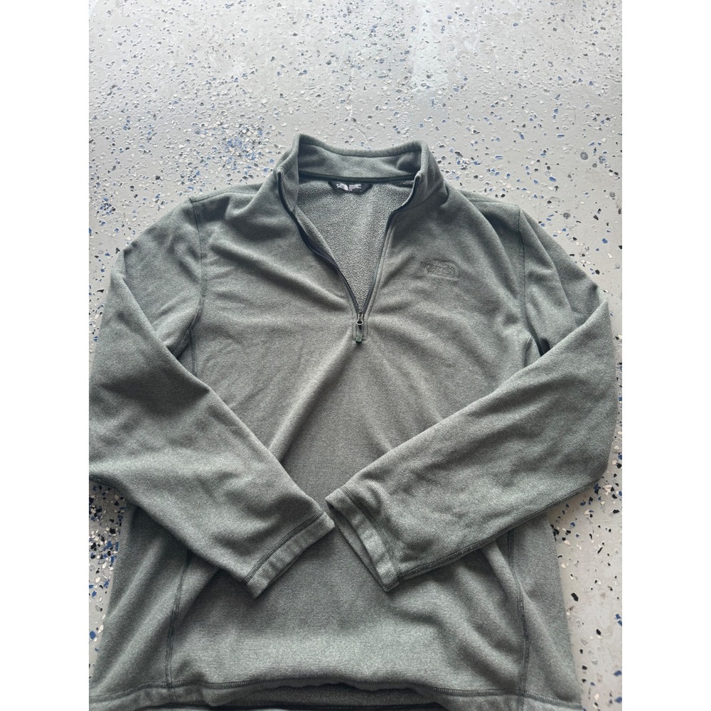 The North Face‎ Pullover Sweater Quarter Zip Fleece Gray Green Mens Large